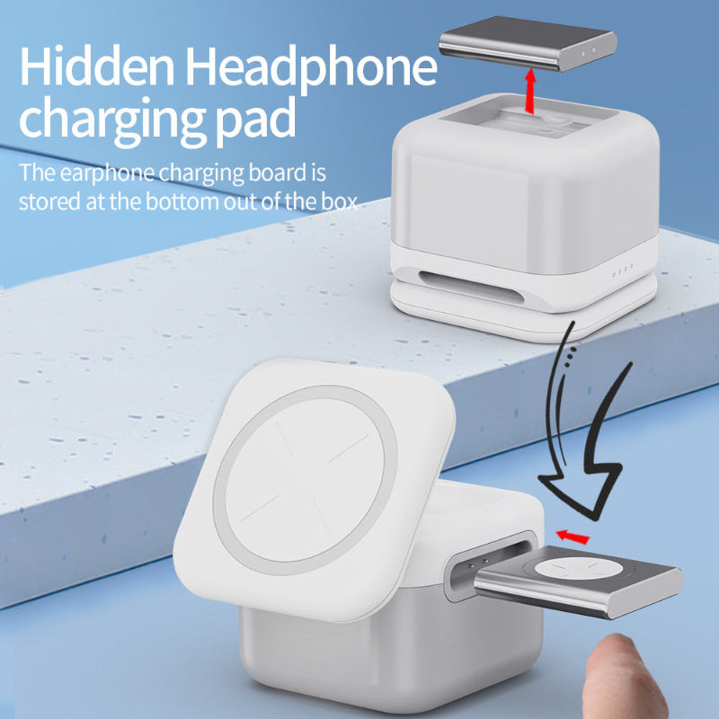 3-in-1 Wireless Charger with Hidden Removable - Exploretronics